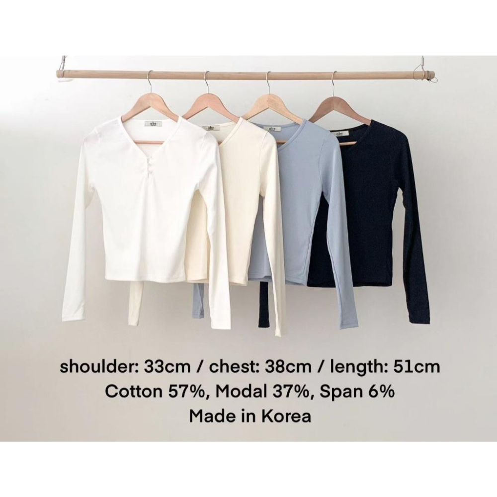 【日常高級感】VENUSY｜正韓🇰🇷 - 韓國東大門空運直送台灣｜V領鈕扣長袖T恤-細節圖6