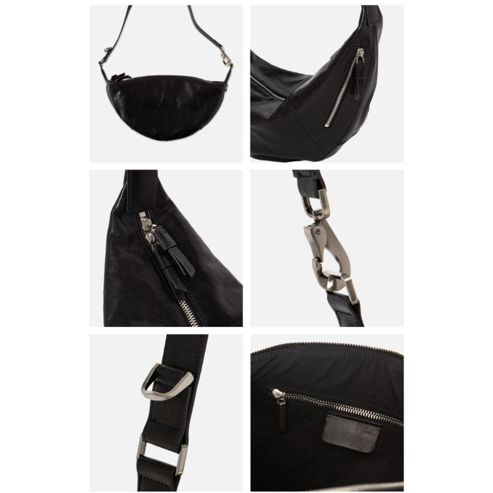 【100%牛皮・俐落時髦感】VENUSY｜正韓 - LE-JUNEV ♡ 韓國熱門設計師品牌｜半月型皮革單肩流浪包-細節圖8