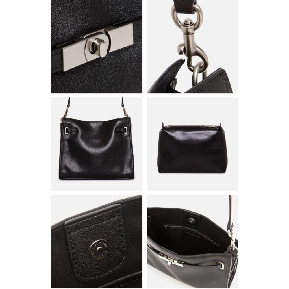 【頂級牛皮・優雅法式感】VENUSY｜正韓 - LE-JUNEV ♡ 韓國熱門設計師品牌｜亮面牛皮金屬釦方包．兩色入-細節圖7