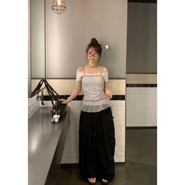 【100%棉・率性工裝風】VENUSY｜正韓 - 質感抽繩圓弧氣球褲．黑色/卡其綠/米色・Made in Korea-細節圖5