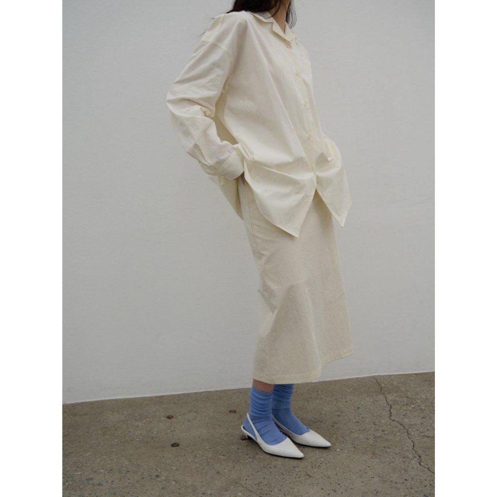 【挺闊棉感．不易皺】VENUSY｜正韓 - 奶油棉混紡中長裙．兩色入・修身 A 字-細節圖2