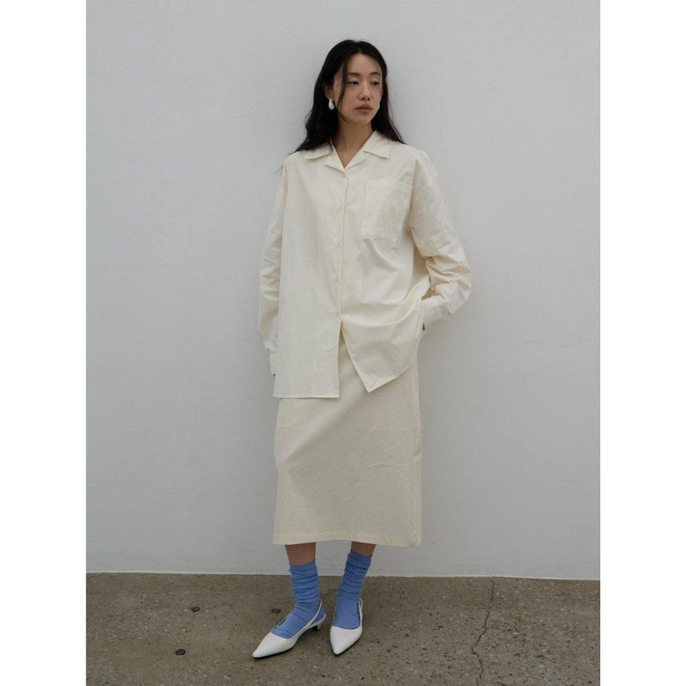 【挺闊棉感．不易皺】VENUSY｜正韓 - 奶油棉混紡中長裙．兩色入・修身 A 字-細節圖3