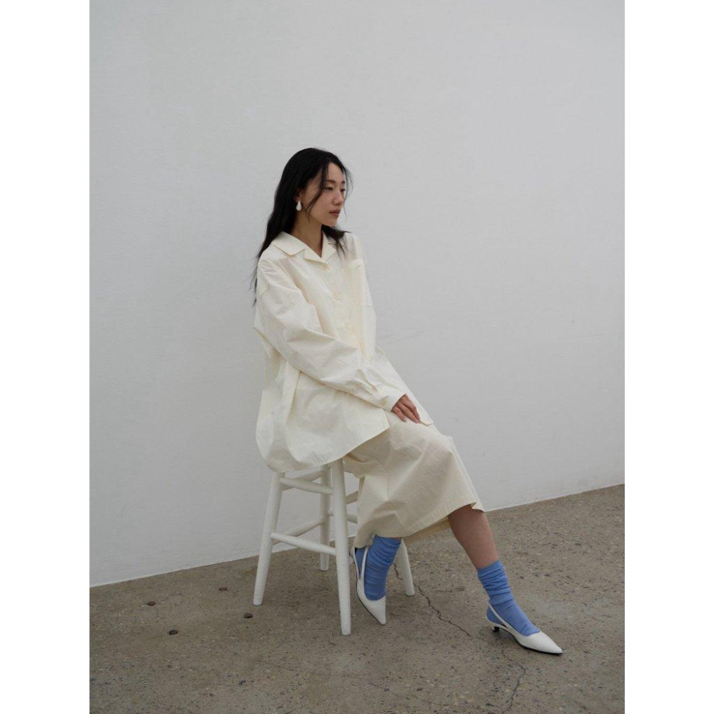 【挺闊棉感．不易皺】VENUSY｜正韓 - 奶油棉混紡中長裙．兩色入・修身 A 字-細節圖5