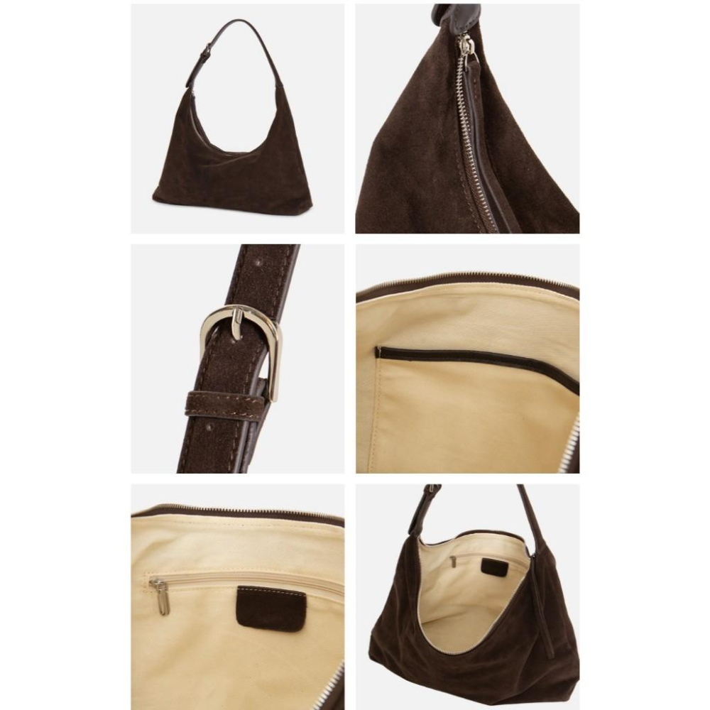 【美拉德・高級絨面牛革】VENUSY｜正韓 - LE-JUNEV ♡ 韓國熱門設計師品牌｜質感絨面牛革單肩包-細節圖5