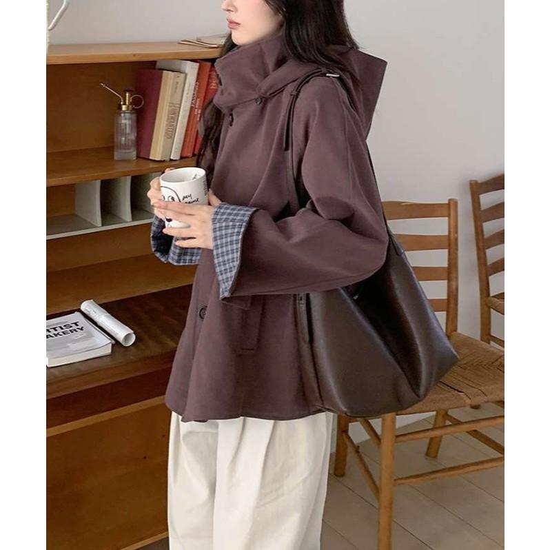 【頂級全牛皮・極簡大容量】VENUSY｜正韓 - LE-JUNEV ♡ 韓國熱門設計師品牌｜質感皮革單肩流浪包-細節圖4