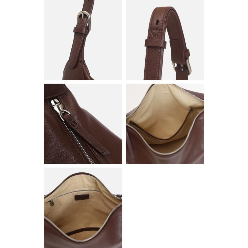 【頂級全牛皮・極簡大容量】VENUSY｜正韓 - LE-JUNEV ♡ 韓國熱門設計師品牌｜質感皮革單肩流浪包-細節圖8