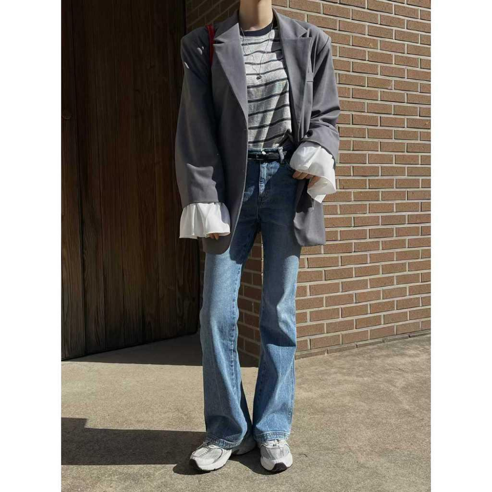 【挺闊純棉不悶】VENUSY｜正韓🇰🇷 - 復古直筒微喇牛仔褲．腿型校正-細節圖8