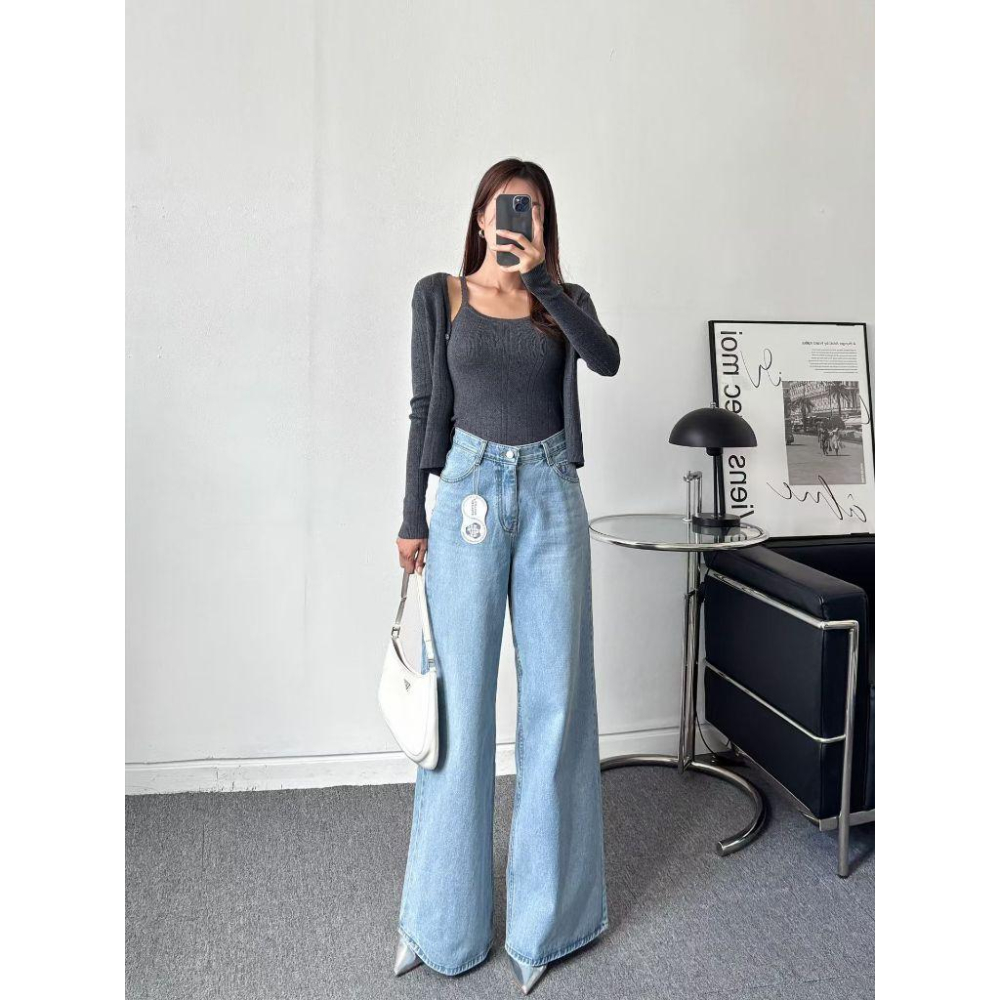 【100%純棉】VENUSY｜正韓🇰🇷 - 韓國東大門空運直送台灣｜寬鬆直筒牛仔褲-細節圖2