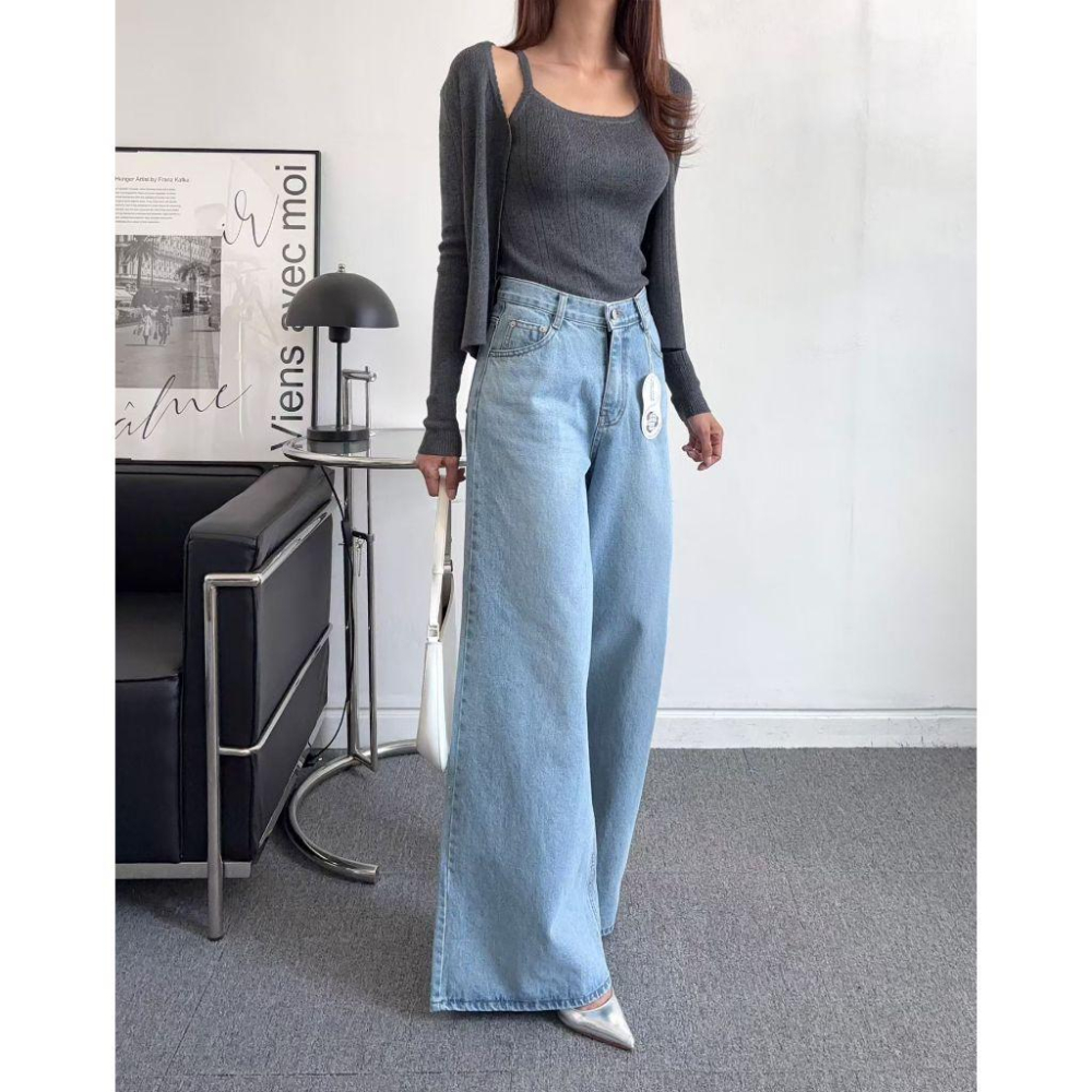 【100%純棉】VENUSY｜正韓🇰🇷 - 韓國東大門空運直送台灣｜寬鬆直筒牛仔褲-細節圖3