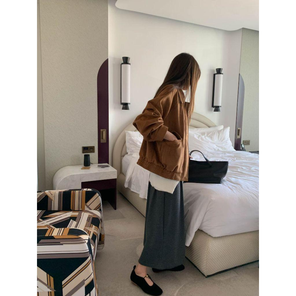 【聖水洞酷女孩】VENUSY｜正韓🇰🇷 - 韓國東大門空運直送台灣｜質感仿麂皮夾克 外套-細節圖2