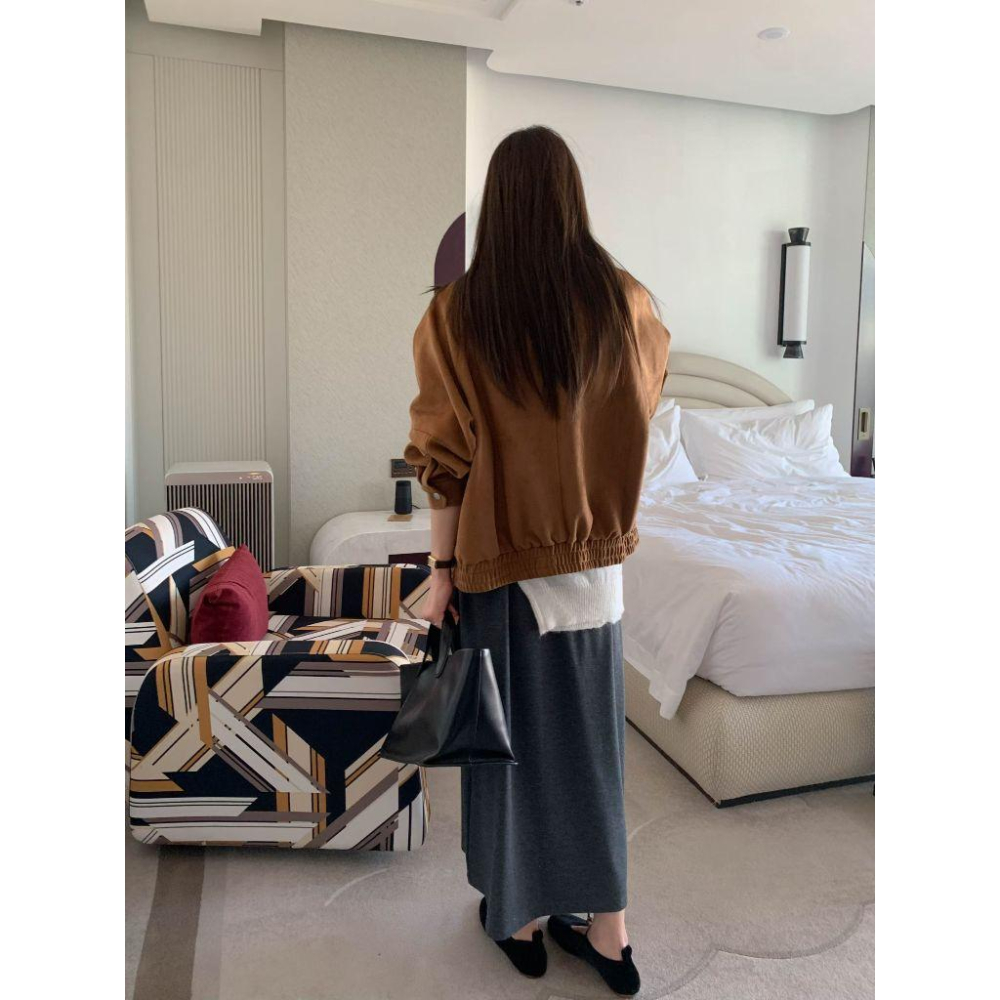 【聖水洞酷女孩】VENUSY｜正韓🇰🇷 - 韓國東大門空運直送台灣｜質感仿麂皮夾克 外套-細節圖3