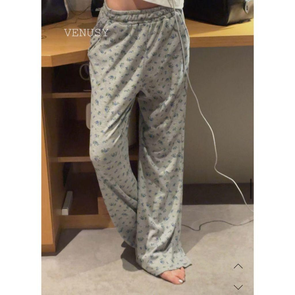 【慵懶鬆弛感・透氣不貼身】VENUSY｜正韓 - 純棉華夫格紋棉質長褲．居家外出兩穿．聖水洞氛圍感必備-細節圖2