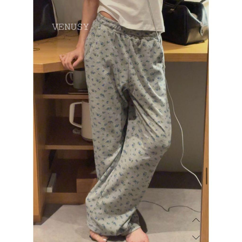 【慵懶鬆弛感・透氣不貼身】VENUSY｜正韓 - 純棉華夫格紋棉質長褲．居家外出兩穿．聖水洞氛圍感必備-細節圖4