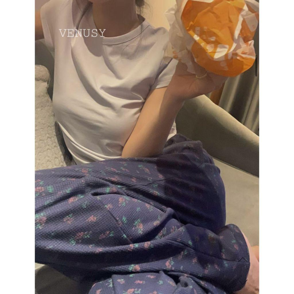 【慵懶鬆弛感・透氣不貼身】VENUSY｜正韓 - 純棉華夫格紋棉質長褲．居家外出兩穿．聖水洞氛圍感必備-細節圖7