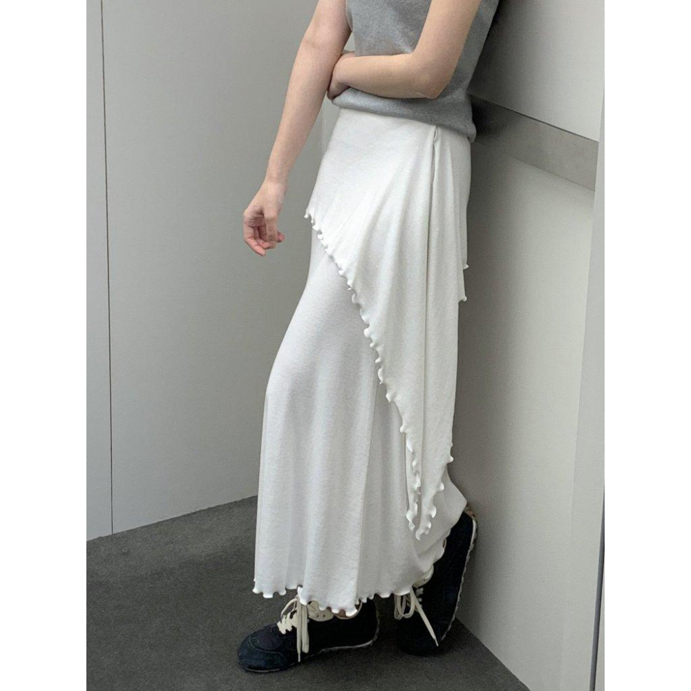 【極致柔軟・S曲線】VENUSY｜正韓 - 柔軟裹身彈力長裙．30%人造絲觸感．白/灰/黑．顯瘦必備-細節圖8