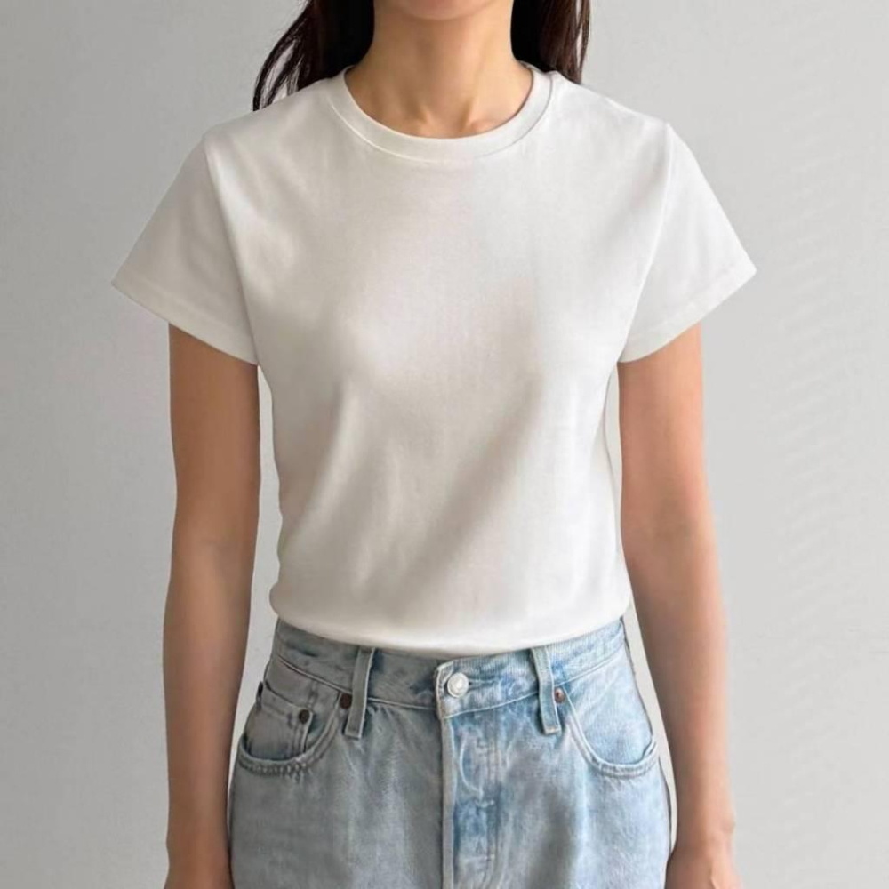 【親膚不透・微合身版型】VENUSY｜正韓 - 質感水洗彈力短袖T恤．10色入・57%棉+莫代爾・抗變形-細節圖5