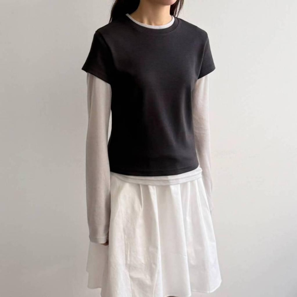 【親膚不透・微合身版型】VENUSY｜正韓 - 質感水洗彈力短袖T恤．10色入・57%棉+莫代爾・抗變形-細節圖6