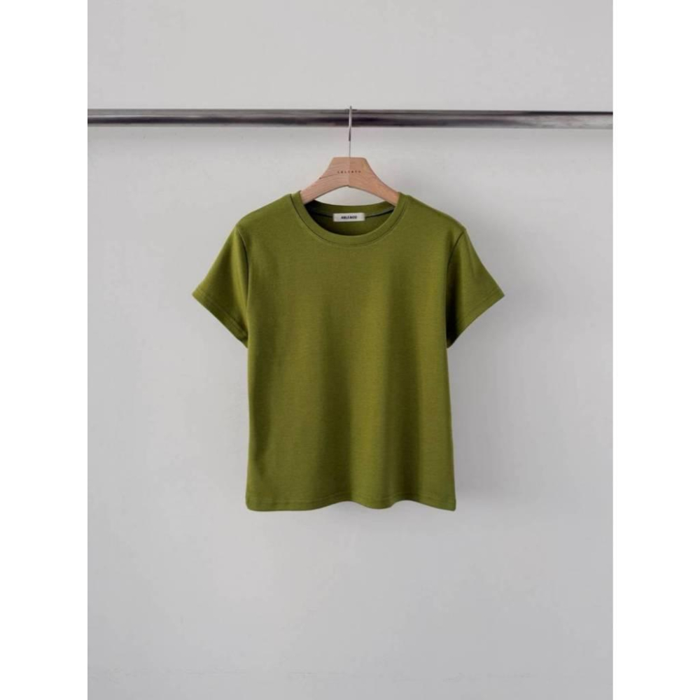 【親膚不透・微合身版型】VENUSY｜正韓 - 質感水洗彈力短袖T恤．10色入・57%棉+莫代爾・抗變形-細節圖8