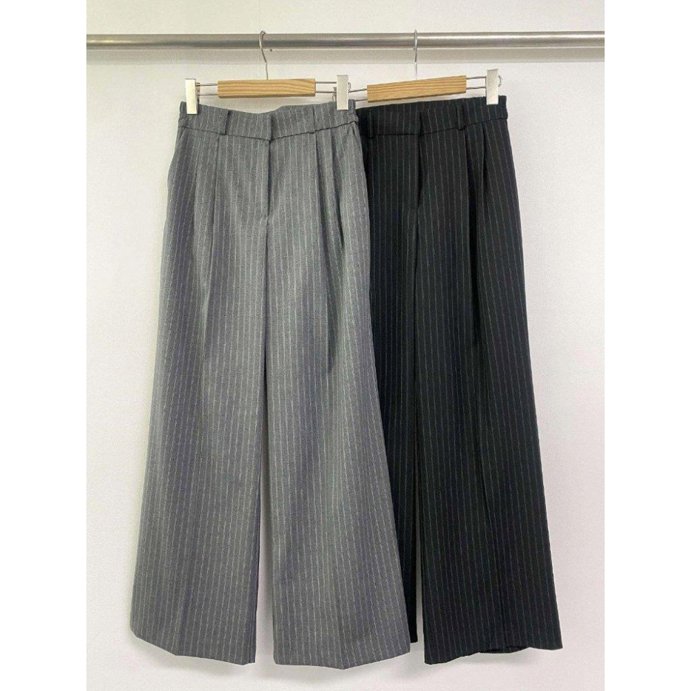 【高腰收腹・職人氣場】VENUSY｜正韓 - 隱形鬆緊細條紋西褲．不勒腰高彈力．都會ONNI必備-細節圖6