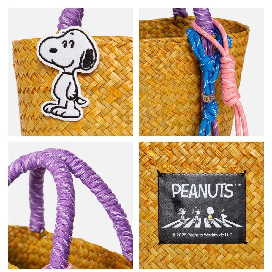 【天然藤編・正版Snoopy】VENUSY｜正韓 - 藤編PEANUTS手提包．藍/綠/紫/粉/黃-細節圖9