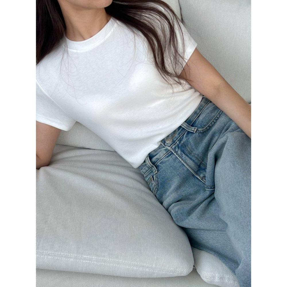 【絲滑親膚・領口防變形】VENUSY｜正韓 - 柔軟天絲感短袖T恤．八色入・Made in Korea-細節圖3