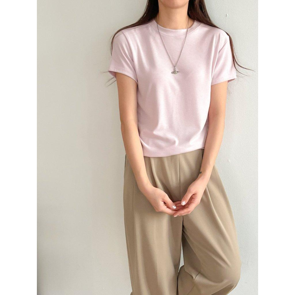 【絲滑親膚・領口防變形】VENUSY｜正韓 - 柔軟天絲感短袖T恤．八色入・Made in Korea-細節圖6