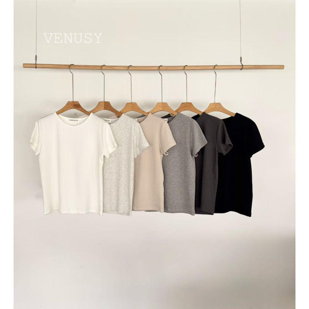 【極致親膚・涼感修身】VENUSY｜正韓 - 氧氣感彈力短袖T恤．6色入．基礎款必備-細節圖6