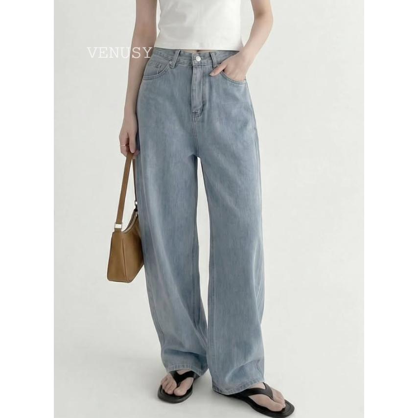 【3D弧形剪裁・慵懶街頭風】VENUSY｜正韓 - DEEP ♡ 韓國熱門設計師｜立體氣球廓形牛仔褲．100%純棉-細節圖3