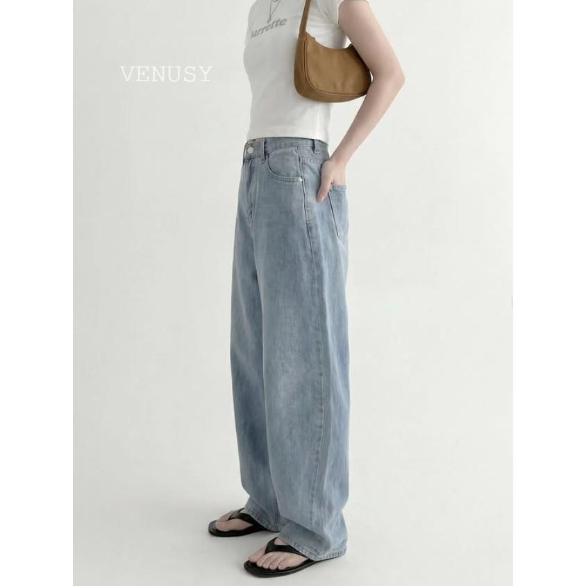 【3D弧形剪裁・慵懶街頭風】VENUSY｜正韓 - DEEP ♡ 韓國熱門設計師｜立體氣球廓形牛仔褲．100%純棉-細節圖4