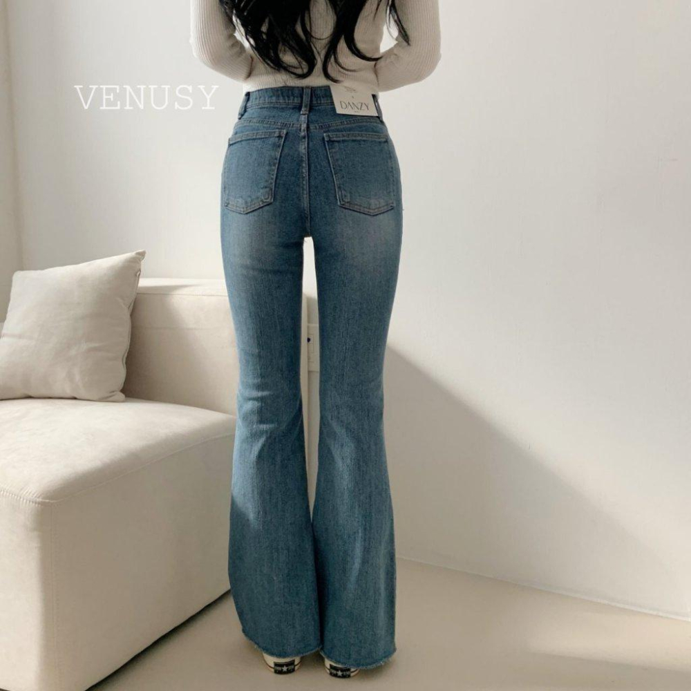 【名模腿神褲】VENUSY｜正韓 - 隧道彈力修身喇叭牛仔褲．隱形鬆緊腰．視覺延伸 +10cm-細節圖6