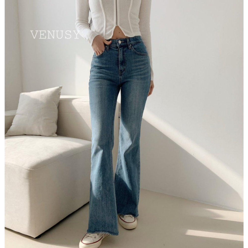 【名模腿神褲】VENUSY｜正韓 - 隧道彈力修身喇叭牛仔褲．隱形鬆緊腰．視覺延伸 +10cm-細節圖7