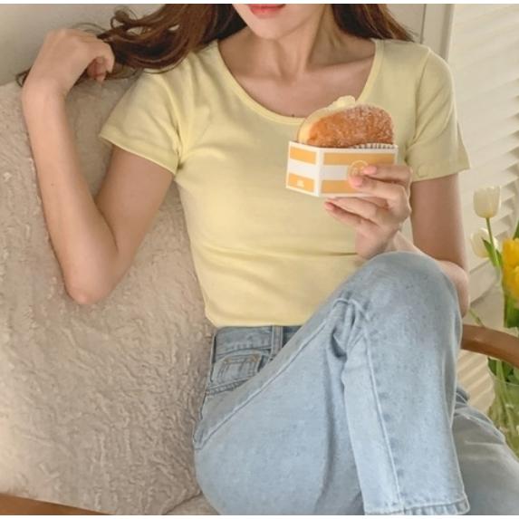 【13色多巴胺・極致純棉】VENUSY｜正韓 - 基礎正肩短袖T恤．奶油感修身版型．100%純棉-細節圖4