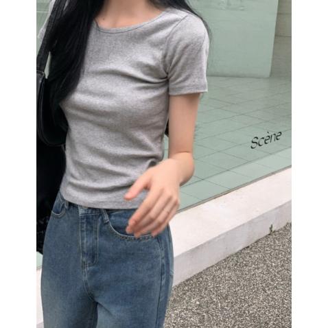 【13色多巴胺・極致純棉】VENUSY｜正韓 - 基礎正肩短袖T恤．奶油感修身版型．100%純棉-細節圖5