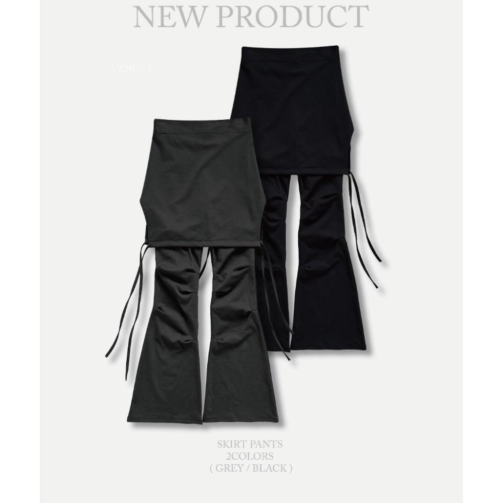 【疊搭神褲・甜酷學院風】VENUSY｜正韓 - 不規則立體剪裁裙褲．高磅棉質彈性．Y2K．不對稱裙片設計．修飾大腿肉肉-細節圖6