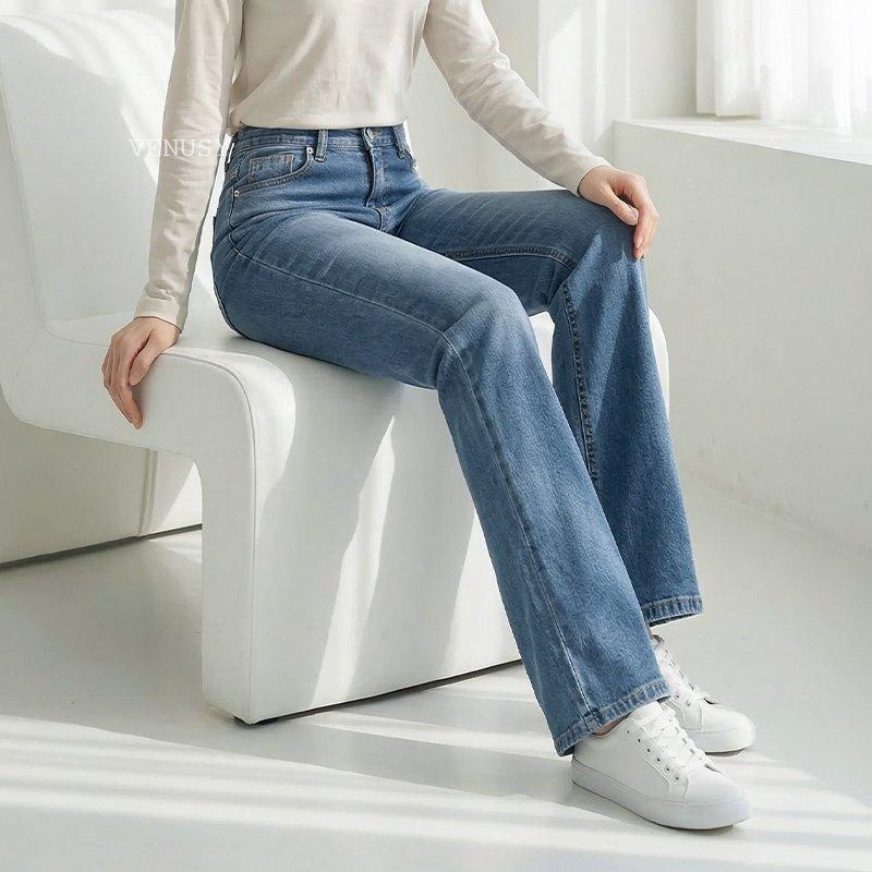 【360度美腿・零束縛】VENUSY｜正韓 - 經典中藍喇叭牛仔褲．高含棉親膚面料．修身顯瘦．彈性極佳．喇叭褲-細節圖3