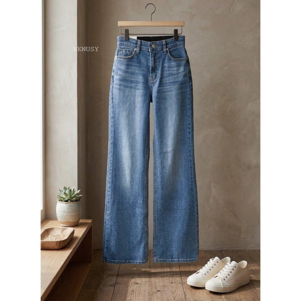 【360度美腿・零束縛】VENUSY｜正韓 - 經典中藍喇叭牛仔褲．高含棉親膚面料．修身顯瘦．彈性極佳．喇叭褲-細節圖5