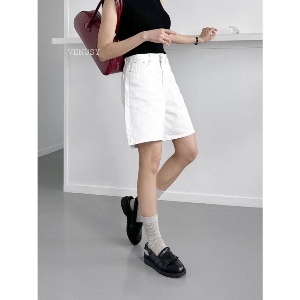【中性鬆弛感．腿部修飾】VENUSY｜正韓 - 輕薄純棉五分短褲．S-L．五分闊腿褲-細節圖7