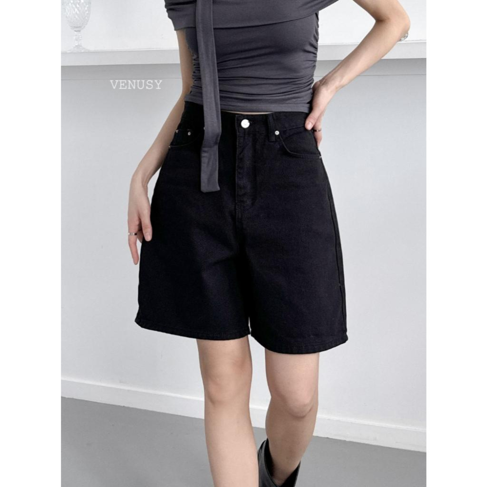 【中性鬆弛感．腿部修飾】VENUSY｜正韓 - 輕薄純棉五分短褲．S-L．五分闊腿褲-細節圖9