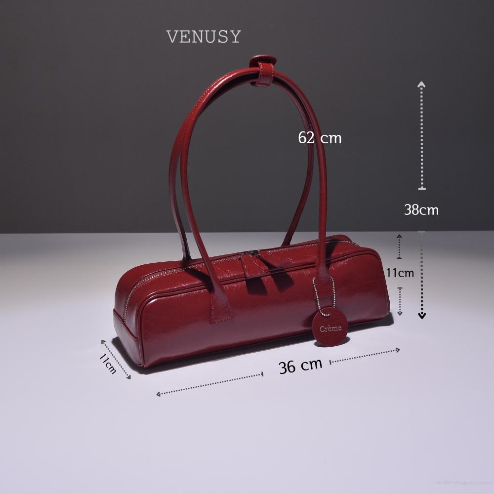 【天然牛皮．法式極簡】VENUSY｜正韓 - 經典法棍單肩包．加長手柄腋下包．真皮質感-細節圖3