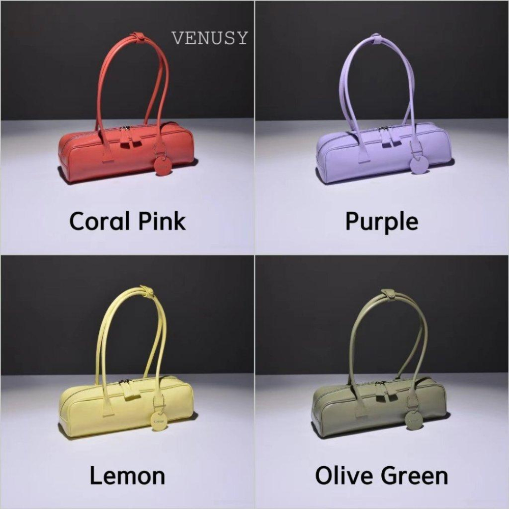 【天然牛皮．法式極簡】VENUSY｜正韓 - 經典法棍單肩包．加長手柄腋下包．真皮質感-細節圖6