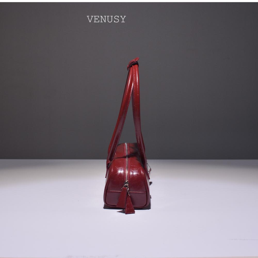 【天然牛皮．法式極簡】VENUSY｜正韓 - 經典法棍單肩包．加長手柄腋下包．真皮質感-細節圖8