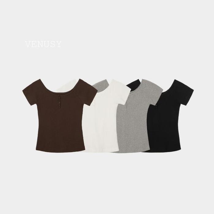 【亨利領．極簡純棉】VENUSY｜正韓 - 純棉排扣短袖T恤．100%純棉修身上衣．Made in Korea-細節圖6
