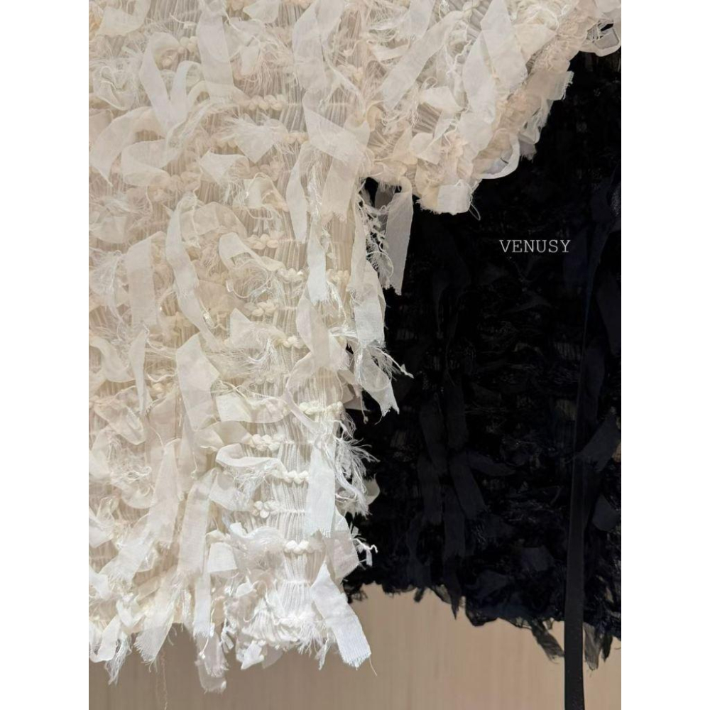 【仙氣單品】VENUSY漢南小姐｜正韓 - 立體緞帶短版開衫．法式綁帶設計．立體質感．顯瘦短版上衣-細節圖5
