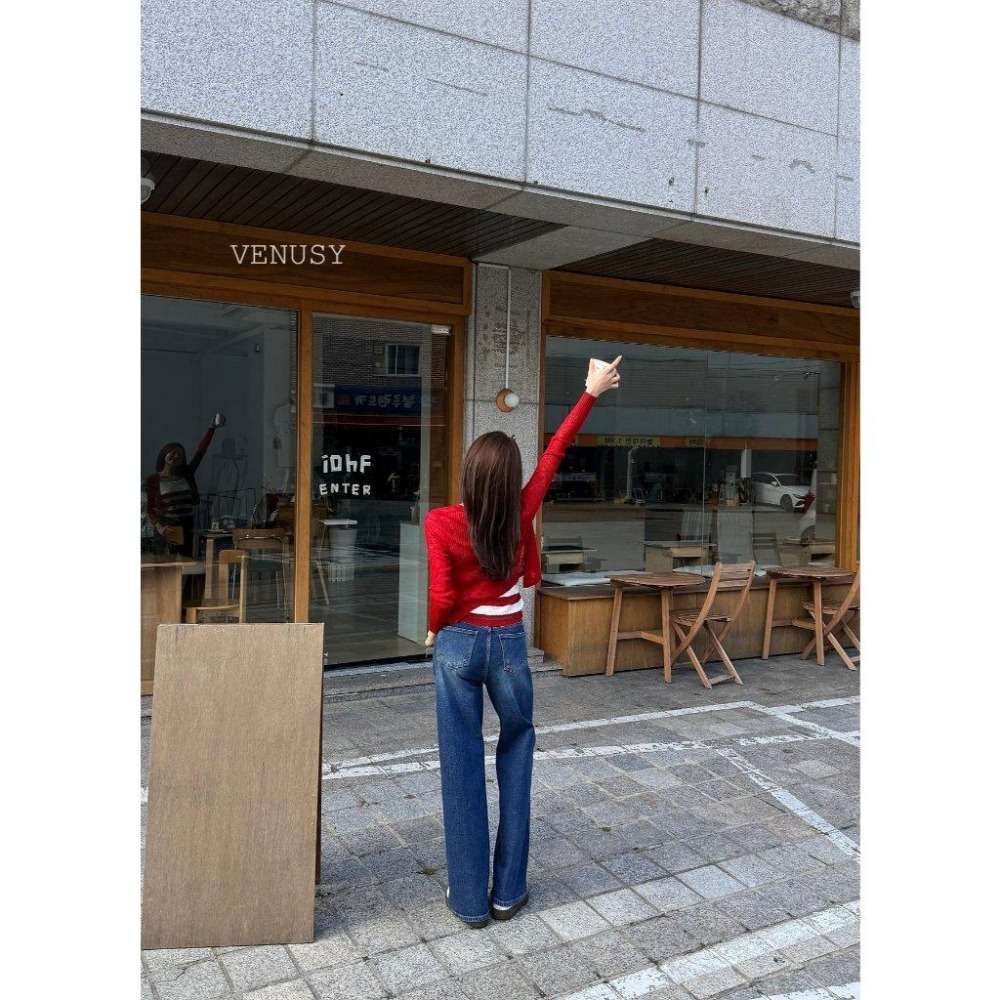 【慵懶率性】VENUSY漢南小姐｜正韓 - 半寬鬆直筒丹寧長褲．高彈收腹牛仔褲．修飾腿型寬褲-細節圖5