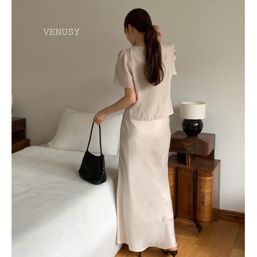 【法式優雅】VENUSY漢南小姐｜正韓 - 方領泡泡袖短袖襯衫．質感百搭上衣．兩色選-細節圖4