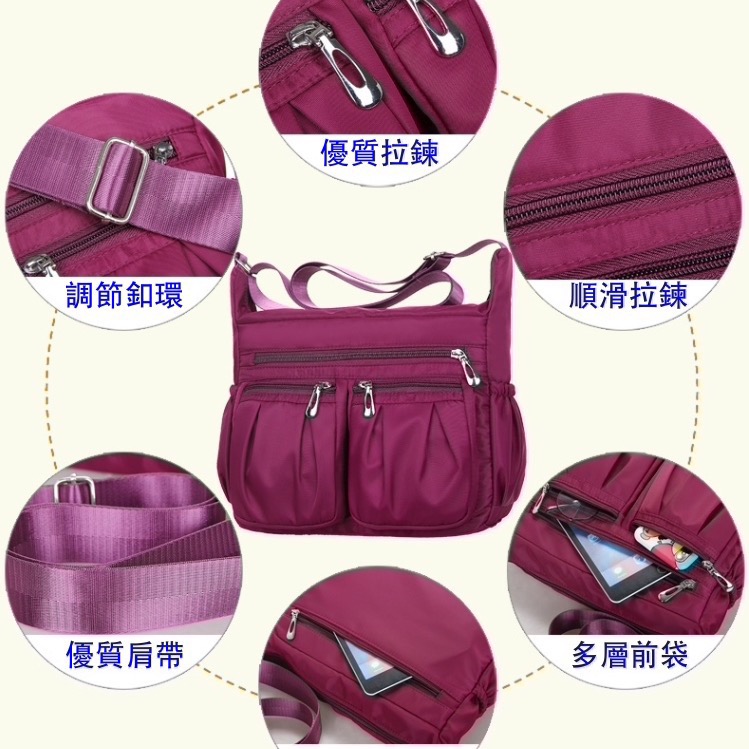 防水八格層實用休閒側背包-細節圖2