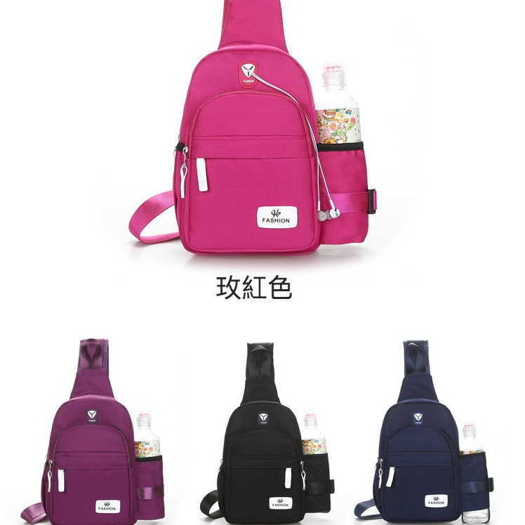 牛津紡女子休閒外出耳機孔水壺胸包-細節圖7