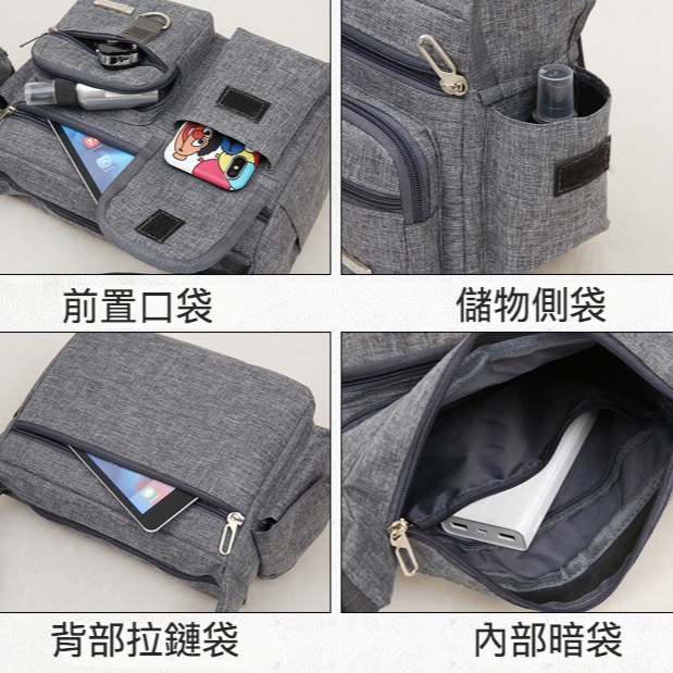 多隔層復古休閒工作斜背包-細節圖2