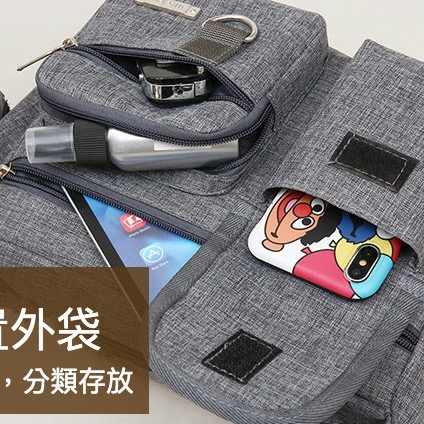 多隔層復古休閒工作斜背包-細節圖4