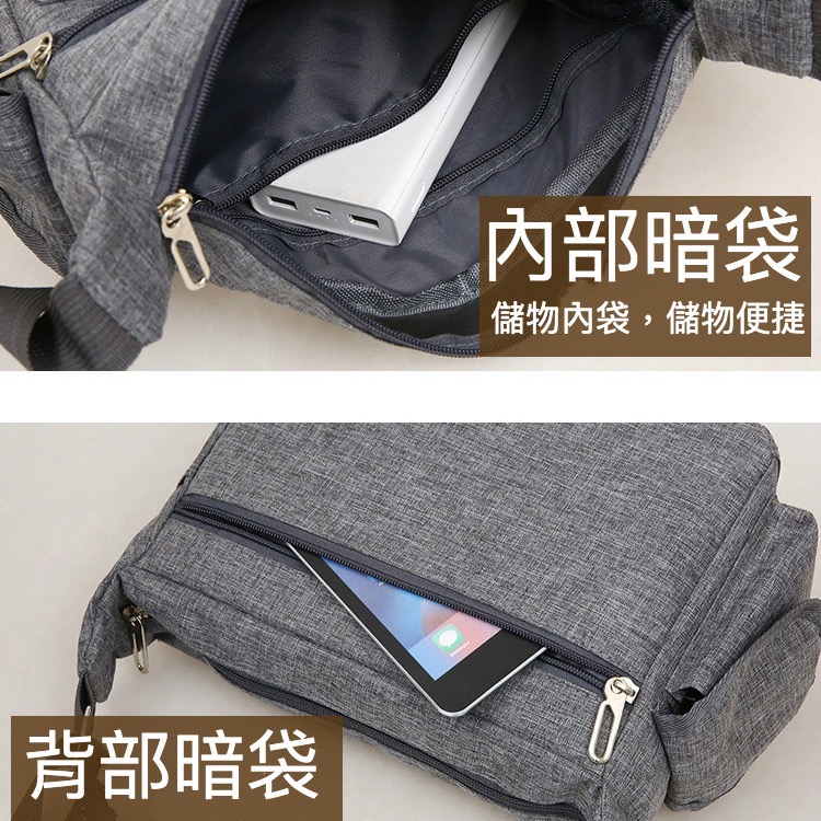 多隔層復古休閒工作斜背包-細節圖6